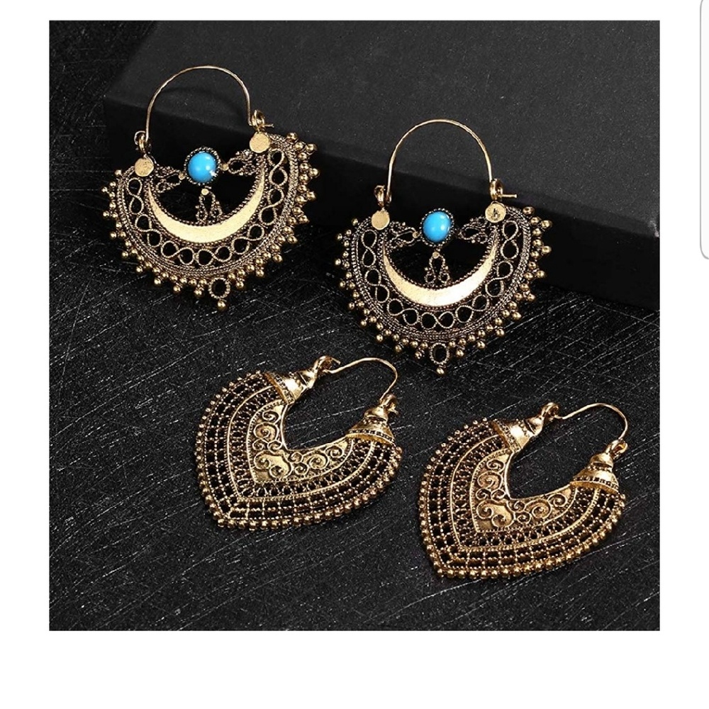 3 Pairs of Boho Vintage Style Earrings
